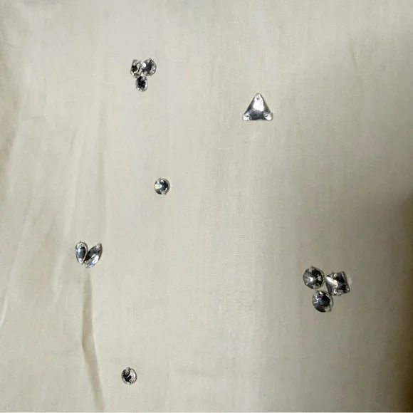 Sandro Rhinestone Cream Collared Shirt - Picture 11 of 12